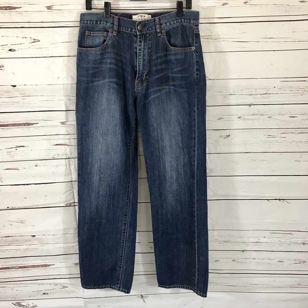 J Crew Jeans Men's 32x32 Blue Straight Leg Cotton Denim Mid Rise